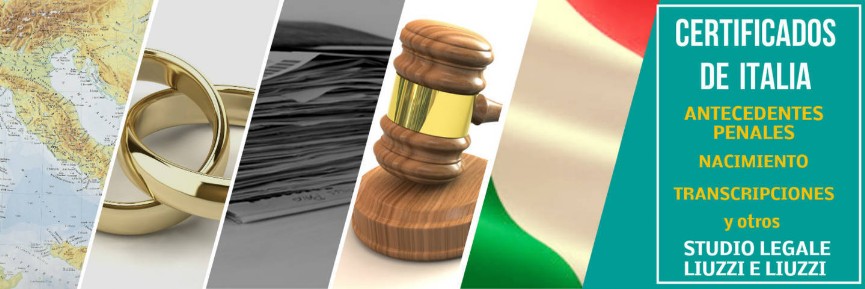 Actas italianas de defunción, matrimonio, nacimiento, partidas italianas, certificados italianos, antecedentes penales Italia