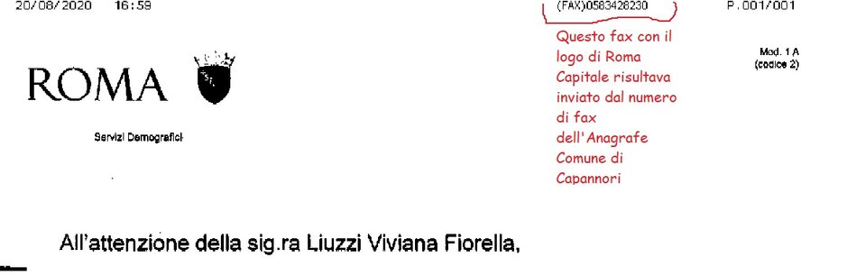 Fax logo Comune Roma inviato dal Fax del Comune di Capannori 05834282301